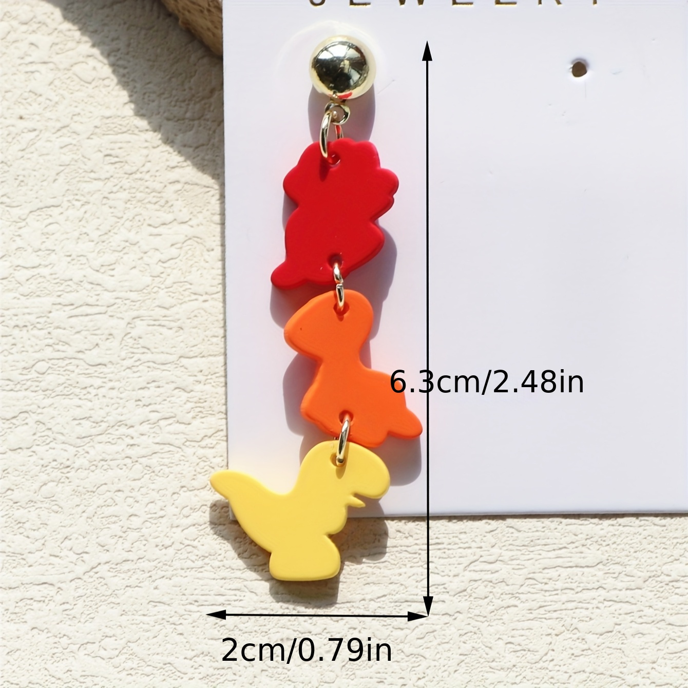 Colorful Dinosaur Clay Texture Acrylic Earrings, Cute Design